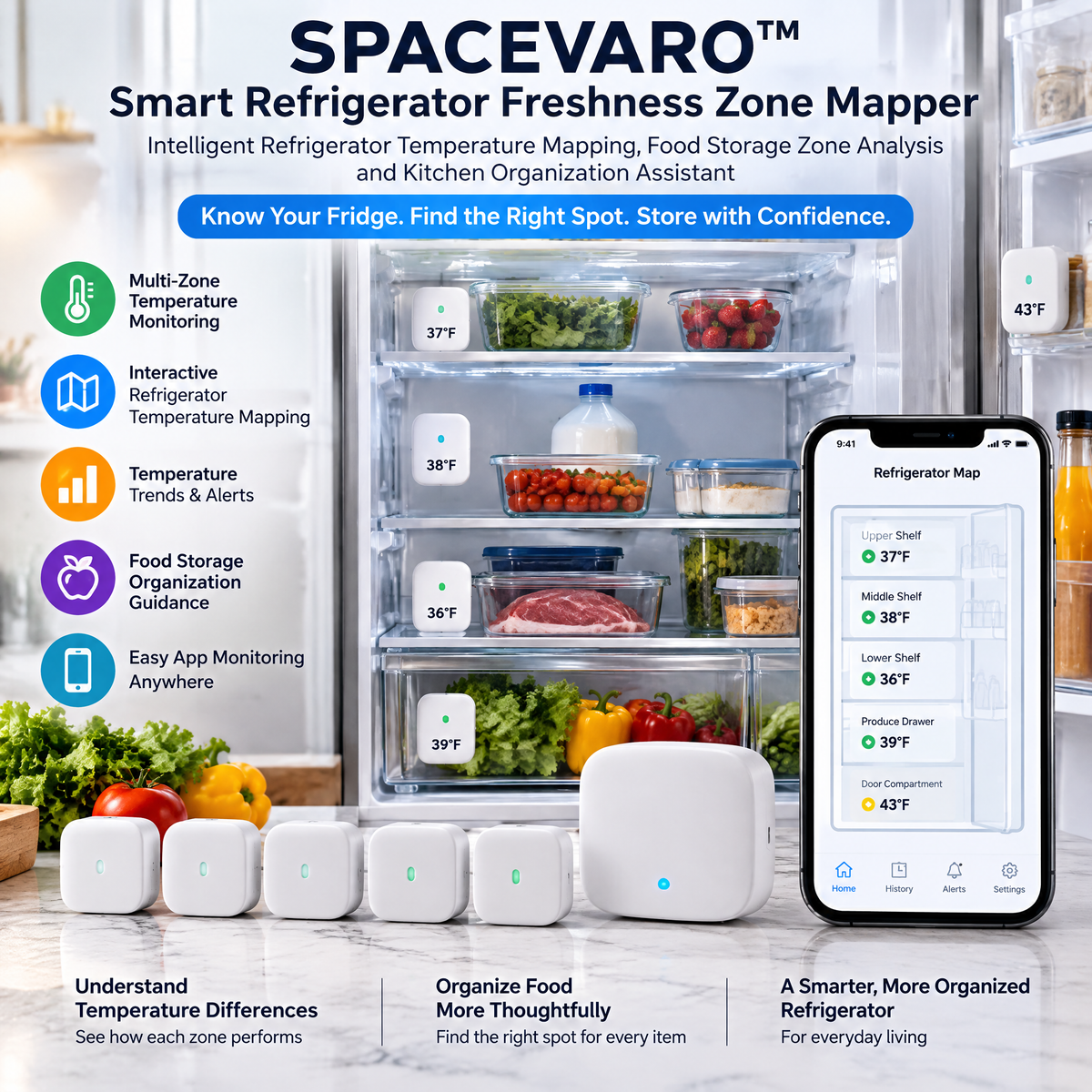 SPACEVARO™ Smart Refrigerator Freshness Zone Mapper
