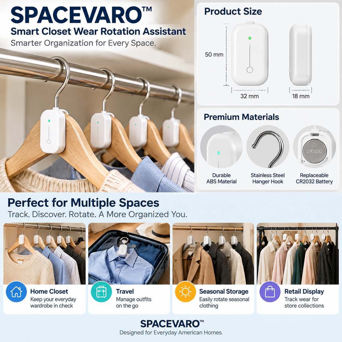 SPACEVARO™ Smart Closet Wear Rotation Assistant
